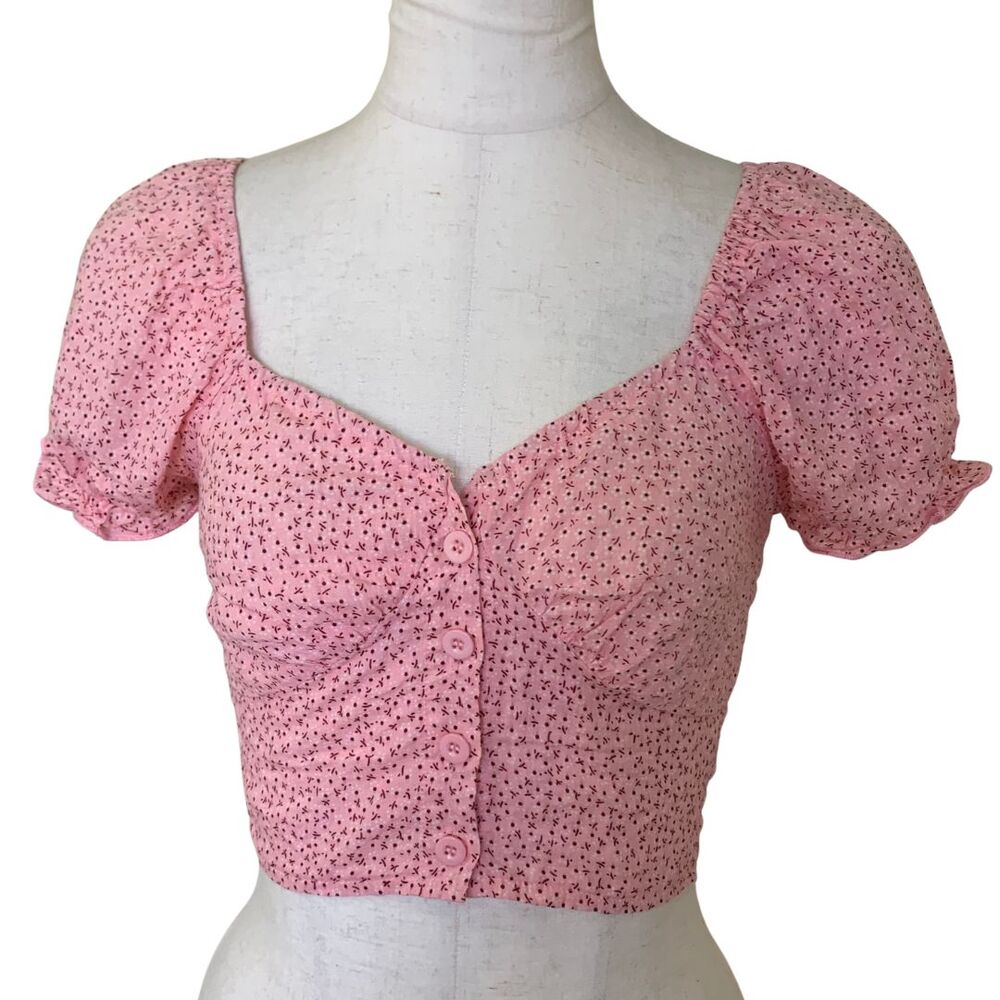 Princess Polly puff sleeve floral Y2k Retro crop top Cottagecore Fairy size 2
